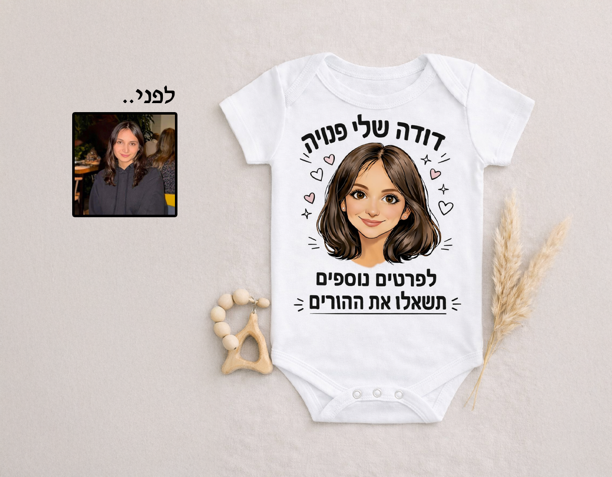 בגד גוף לבן מעוצב לתינוק – תמונה 2
