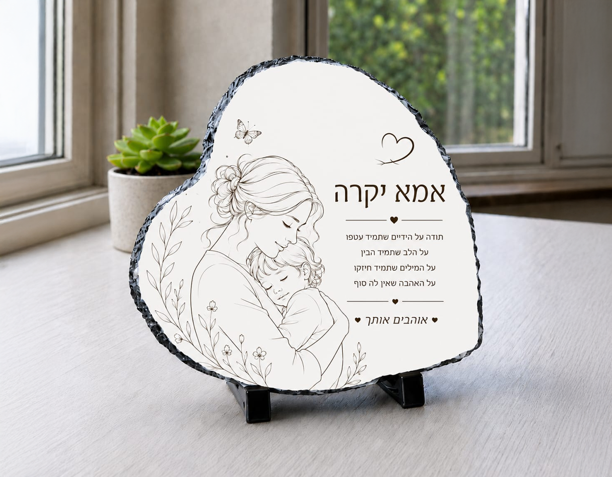 מעמד אבן בזלת בצורת לב עם עיצוב אישי – תמונה 6